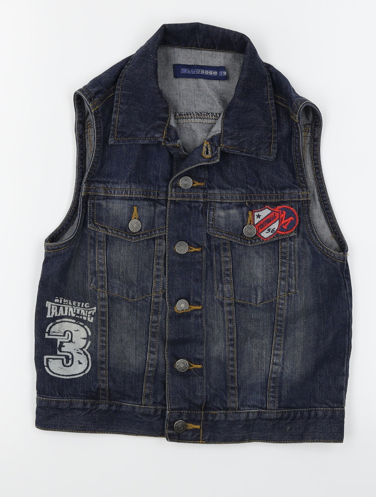 Blue Base Boys Blue  Denim Gilet Waistcoat Size 4-5 Years