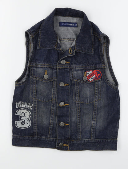 Blue Base Boys Blue  Denim Gilet Waistcoat Size 4-5 Years