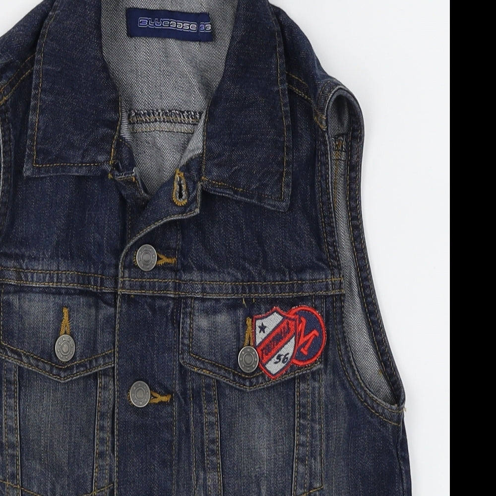 Blue Base Boys Blue  Denim Gilet Waistcoat Size 4-5 Years