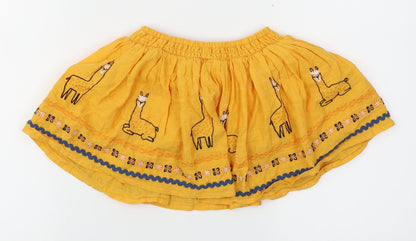 NEXT  Yellow   Flare Skirt Size 9-12 Months  - Llama