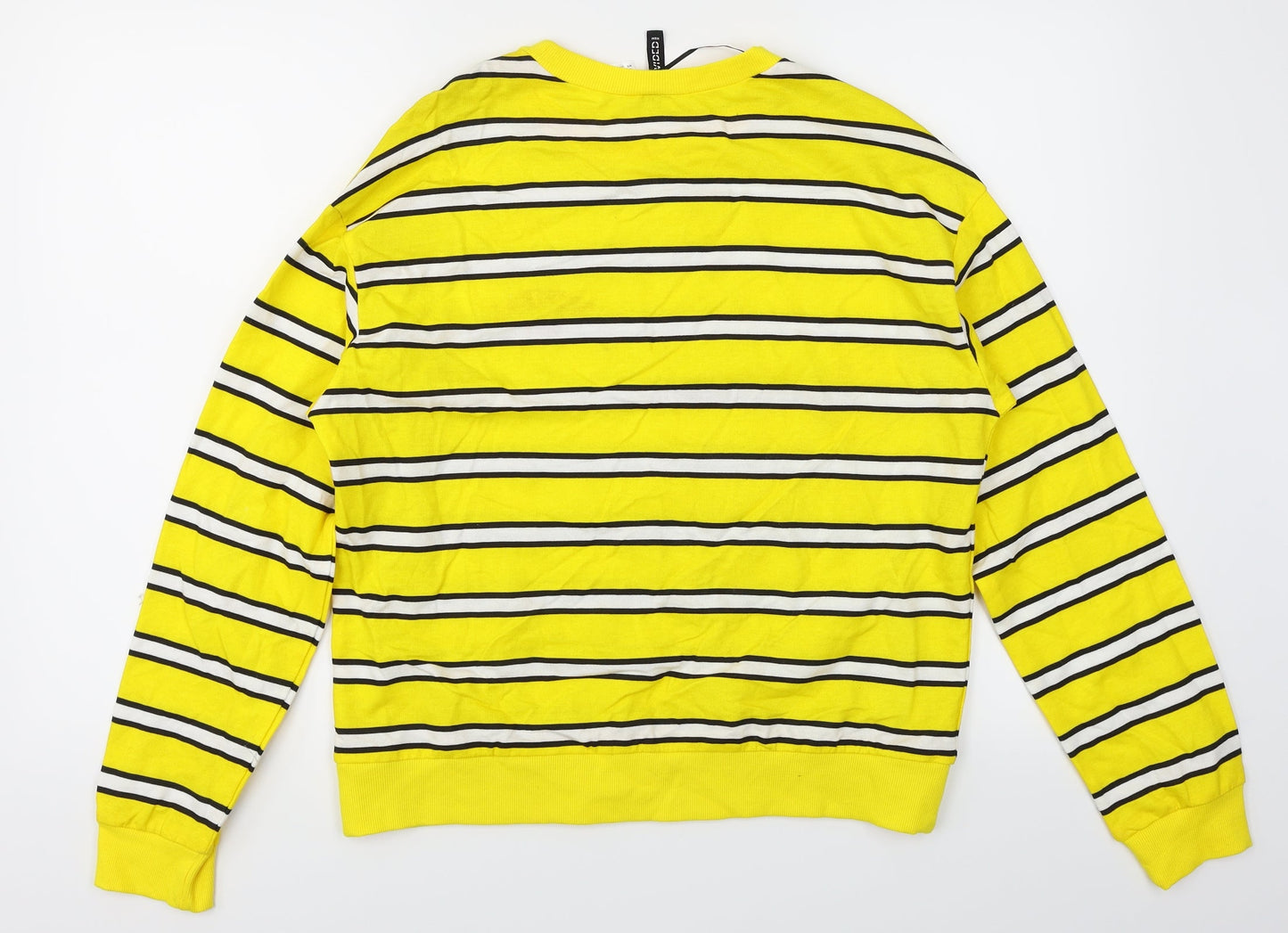 Divided Womens Yellow Striped  Pullover Sweatshirt Size S