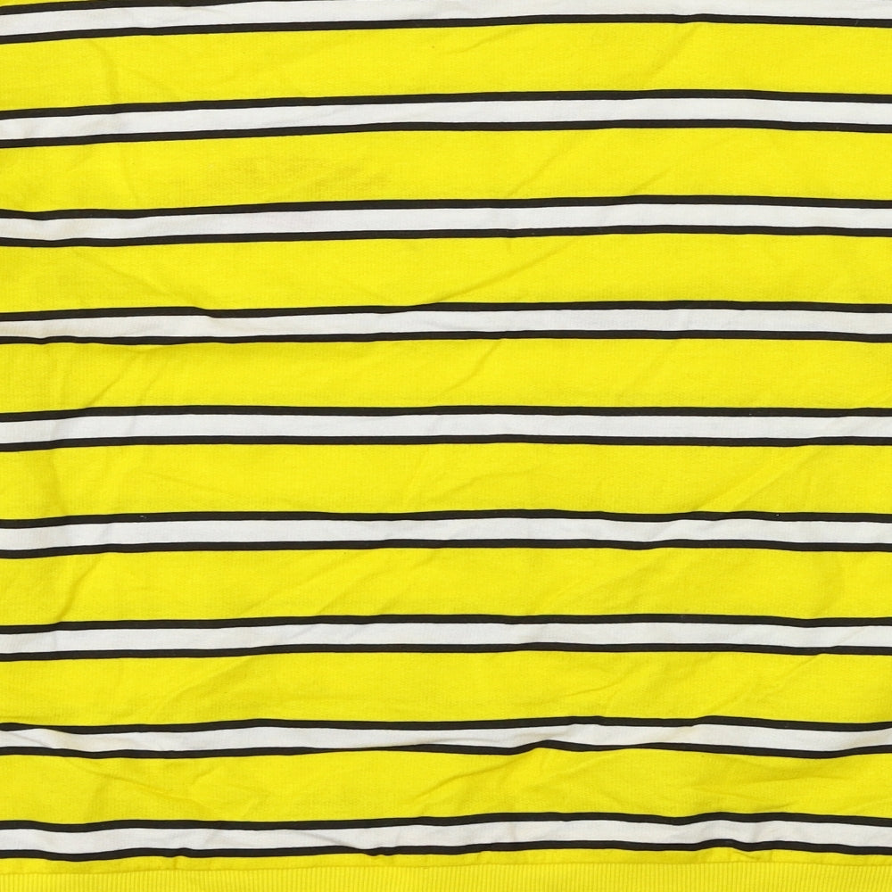 Divided Womens Yellow Striped  Pullover Sweatshirt Size S