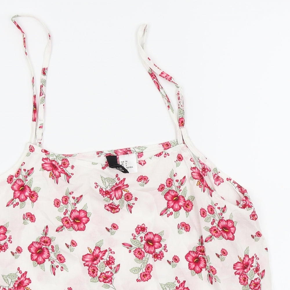 Divided by H&M Womens White Floral  Camisole Tank Size 8