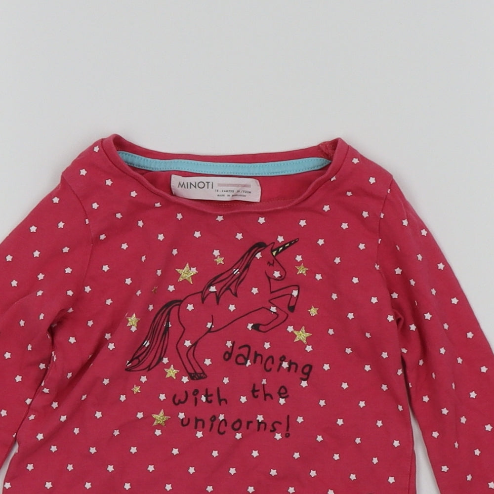 Minoti Girls Pink   Basic T-Shirt Size 18-24 Months