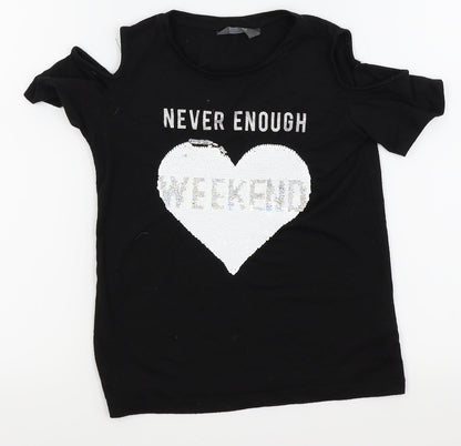 Primark Girls Black Houndstooth  Basic Tank Size 8-9 Years