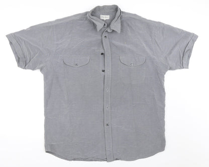 Mens UK Size L Berkertex Grey  Button-Up Short Sleeve Casual Shirt