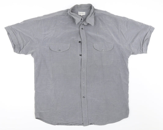 Mens UK Size L Berkertex Grey  Button-Up Short Sleeve Casual Shirt