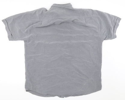 Mens UK Size L Berkertex Grey  Button-Up Short Sleeve Casual Shirt