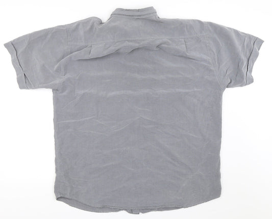 Mens UK Size L Berkertex Grey  Button-Up Short Sleeve Casual Shirt
