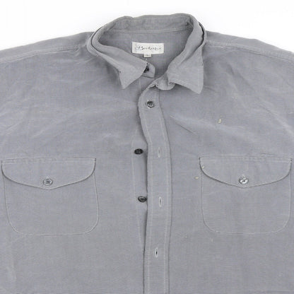 Mens UK Size L Berkertex Grey  Button-Up Short Sleeve Casual Shirt