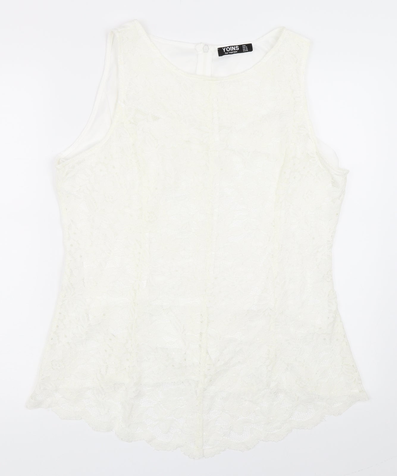 Womens UK Size XL Yoins Ivory Basic Blouse