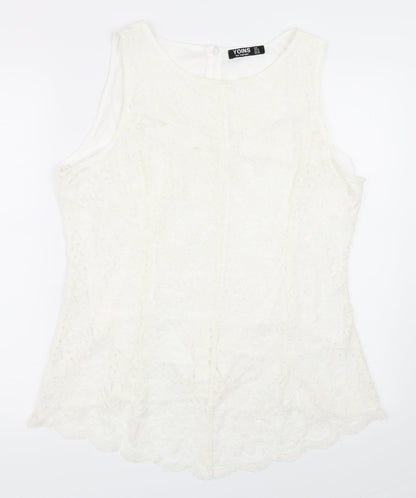 Womens UK Size XL Yoins Ivory Basic Blouse