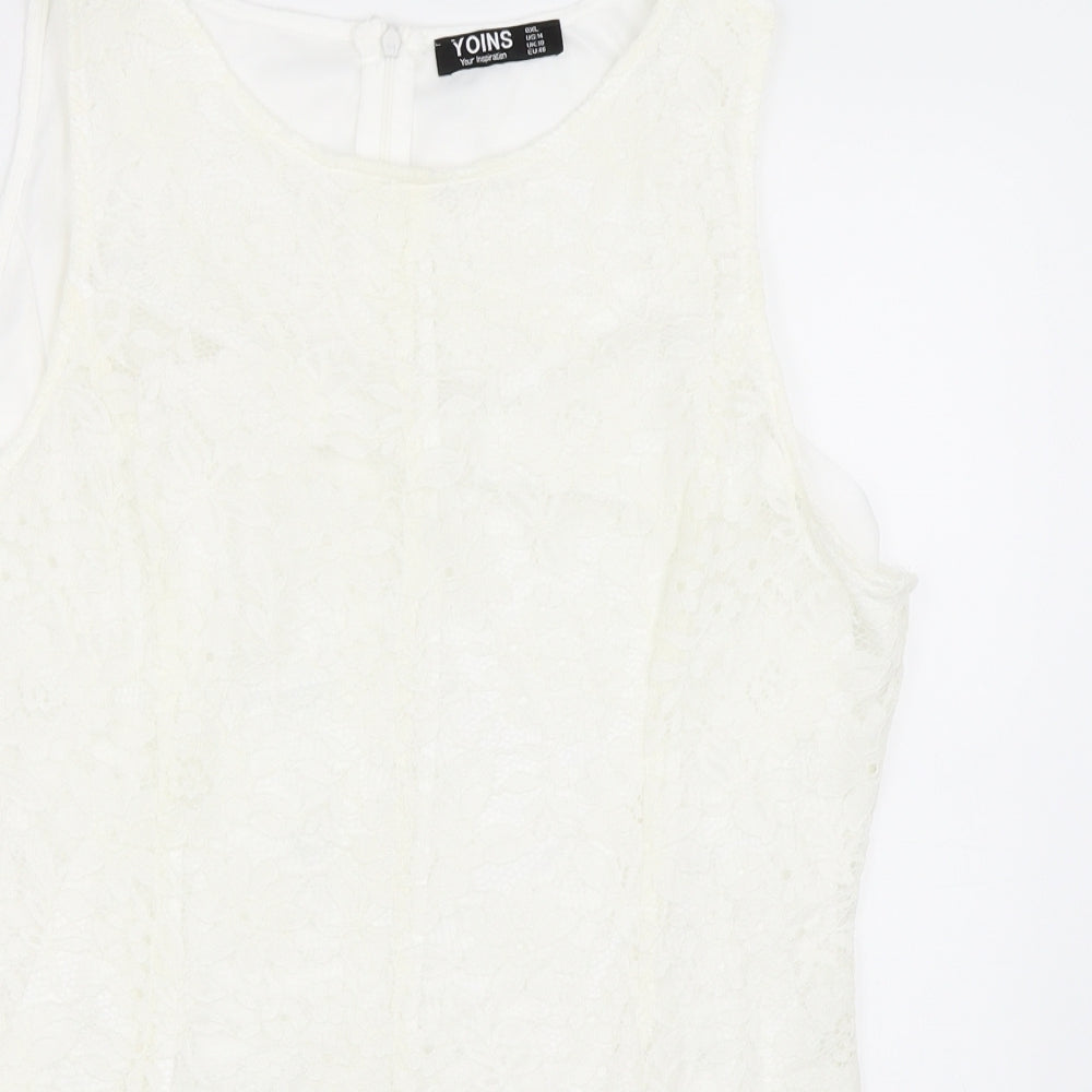 Womens UK Size XL Yoins Ivory Basic Blouse