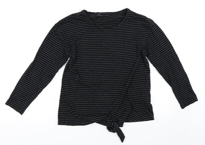 Womens UK Size 8 Warehouse Black Basic T-Shirt