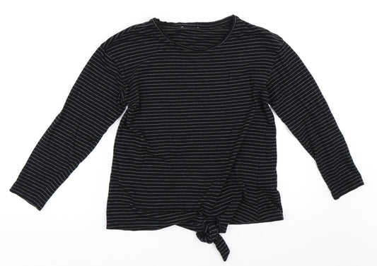 Womens UK Size 8 Warehouse Black Basic T-Shirt