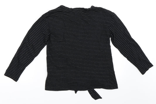 Womens UK Size 8 Warehouse Black Basic T-Shirt