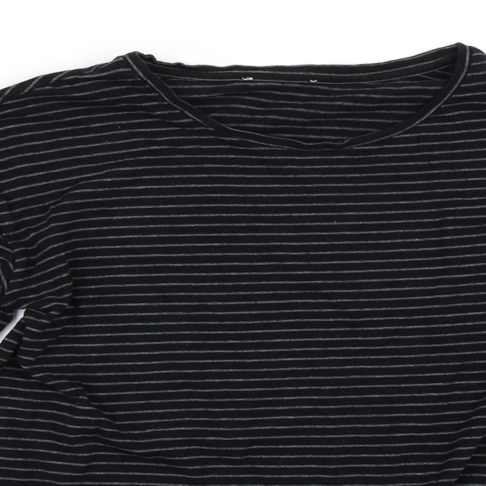 Womens UK Size 8 Warehouse Black Basic T-Shirt