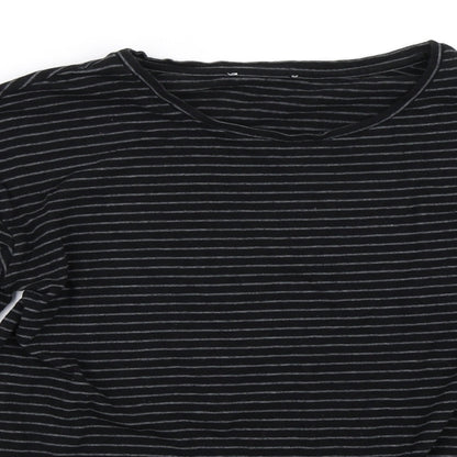 Womens UK Size 8 Warehouse Black Basic T-Shirt