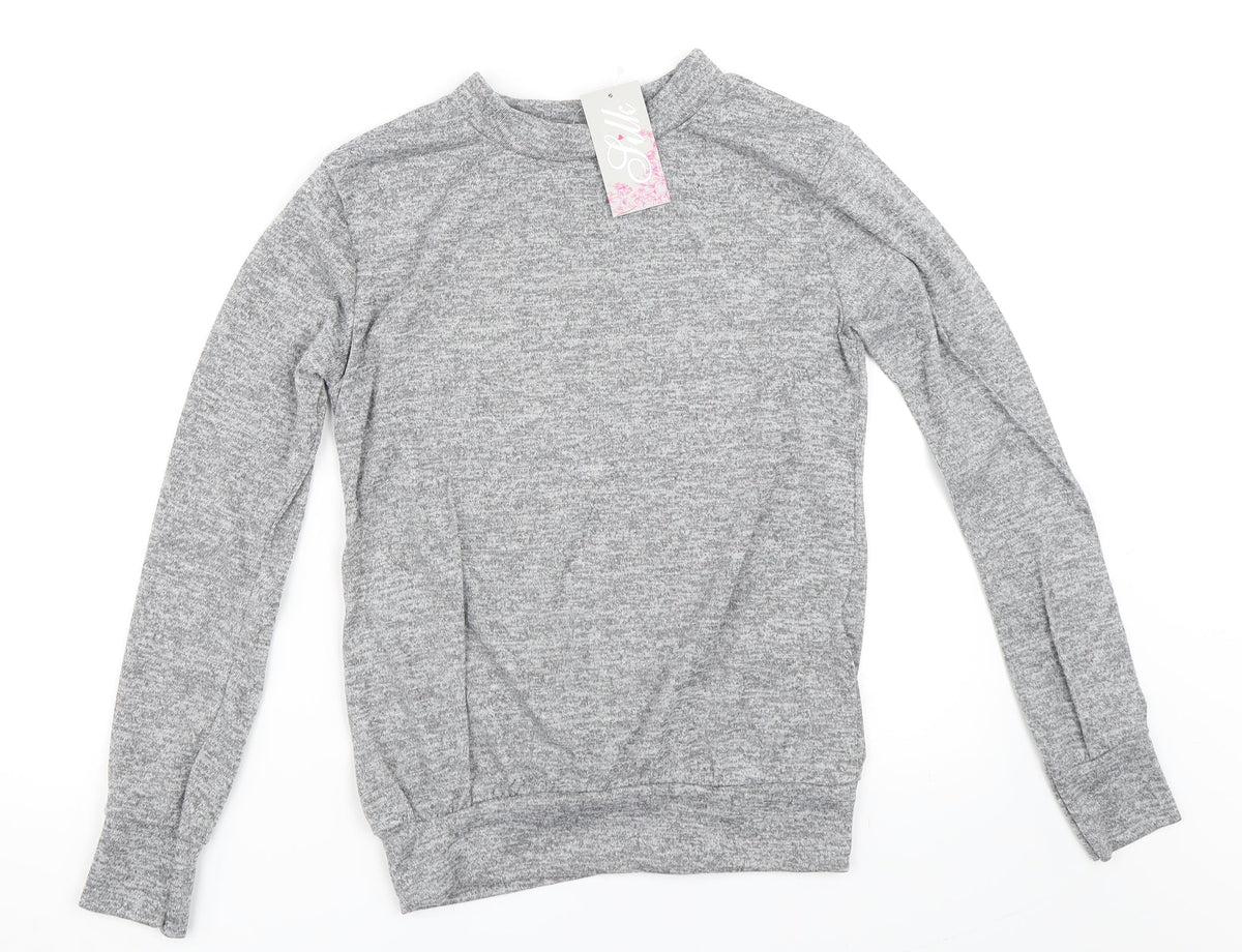 Silk Womens Grey   Pullover Sweatshirt Size M