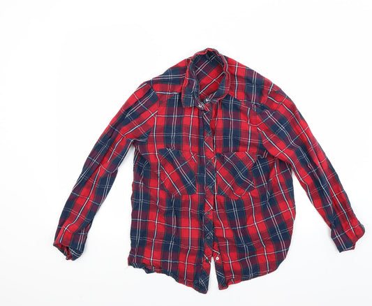 Berkertex Womens Red Check  Basic Button-Up Size L