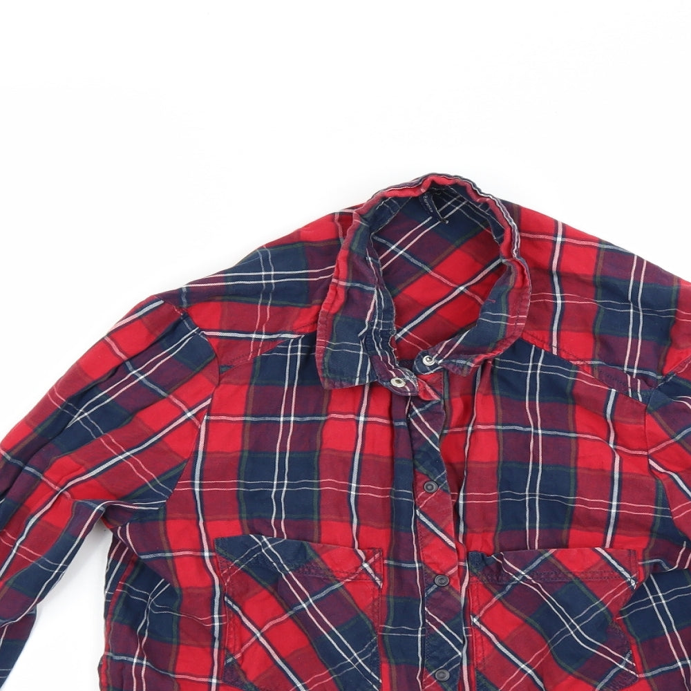 Womens UK Size L Berkertex Red Basic Button-Up