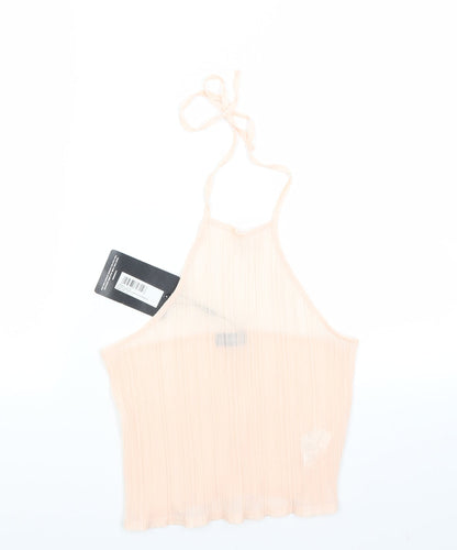 Womens UK Size 12 PRETTYLITTLETHING Beige Cropped Tank