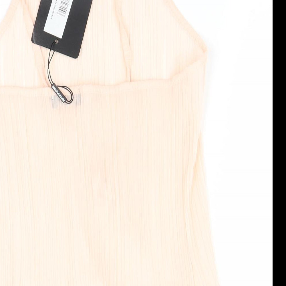 Womens UK Size 12 PRETTYLITTLETHING Beige Cropped Tank