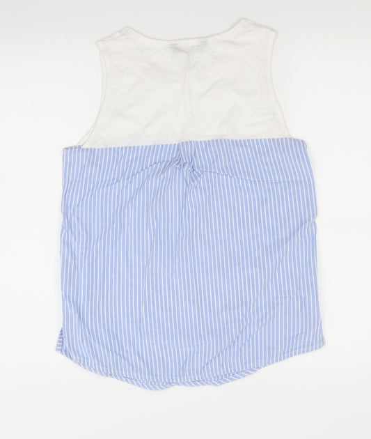 Dunnes Womens Beige Striped  Basic T-Shirt Size 8