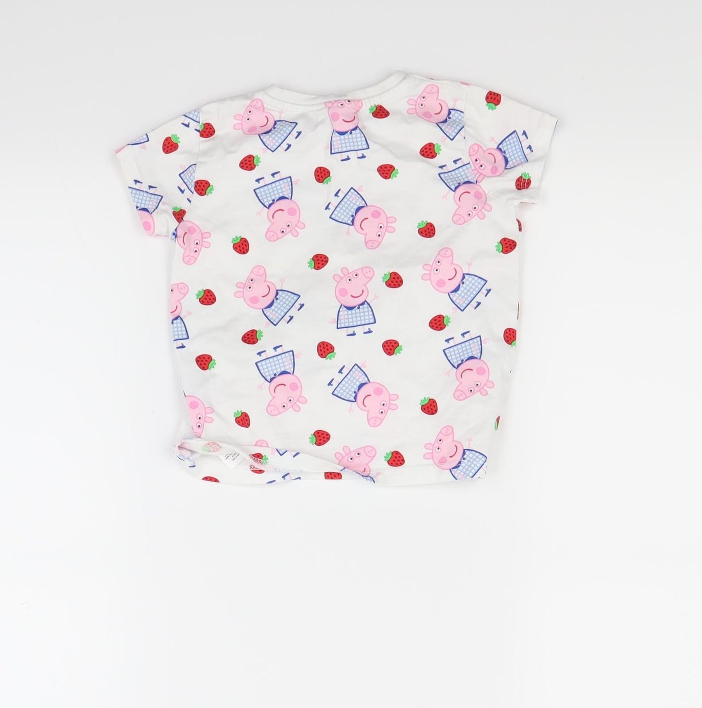Preworn Girls White   Basic T-Shirt Size 2 Years  - Pepa pig