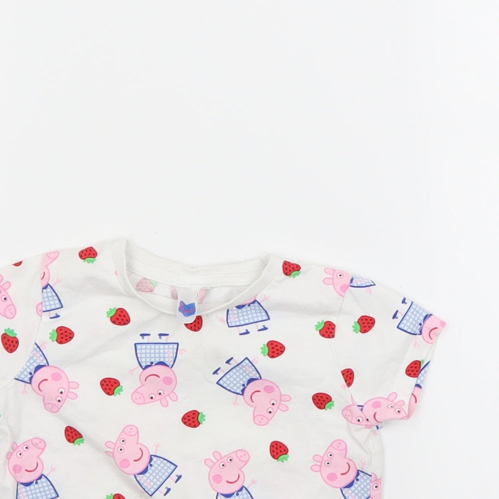 Preworn Girls White   Basic T-Shirt Size 2 Years  - Pepa pig