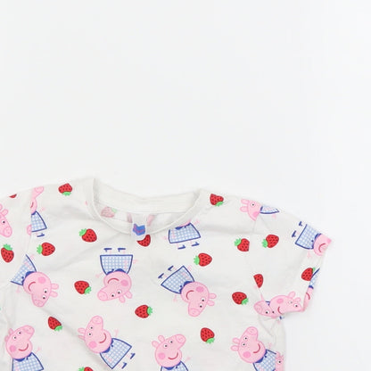Preworn Girls White   Basic T-Shirt Size 2 Years  - Pepa pig