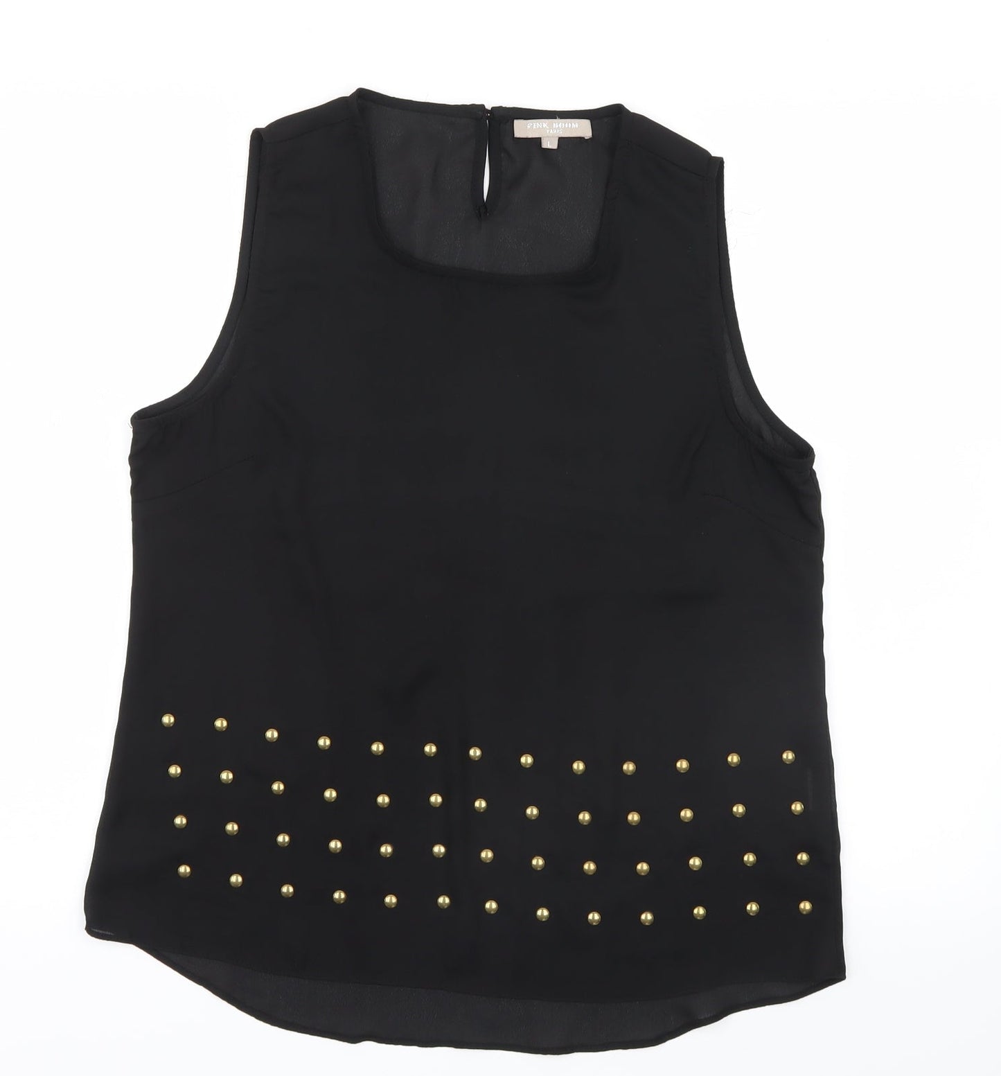 Pink Boom Womens Black  Mesh Basic Blouse Size L