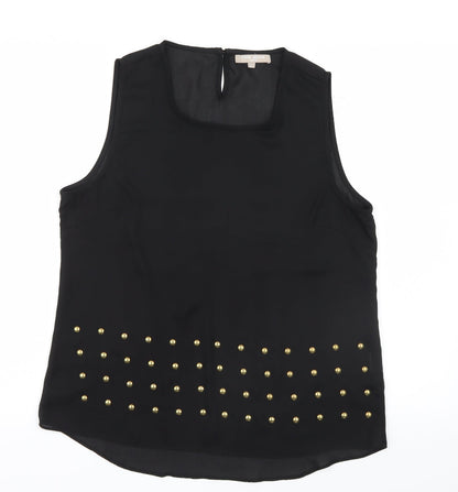 Pink Boom Womens Black  Mesh Basic Blouse Size L