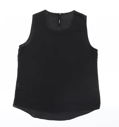 Pink Boom Womens Black  Mesh Basic Blouse Size L
