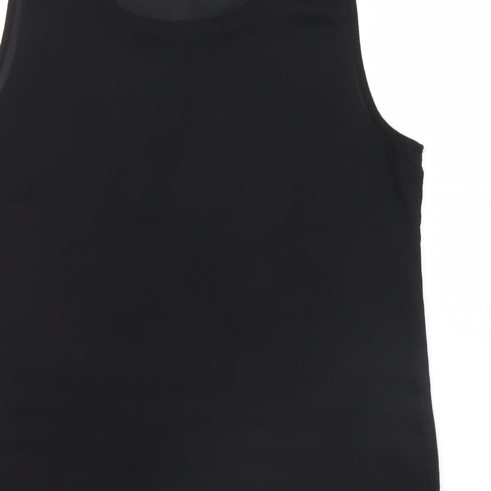 Pink Boom Womens Black  Mesh Basic Blouse Size L