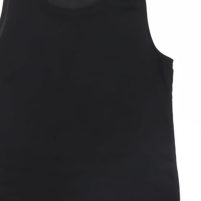 Pink Boom Womens Black  Mesh Basic Blouse Size L