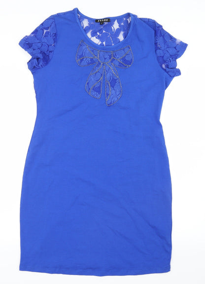 Frime Womens Blue   Shirt Dress  Size L  - Lace detail