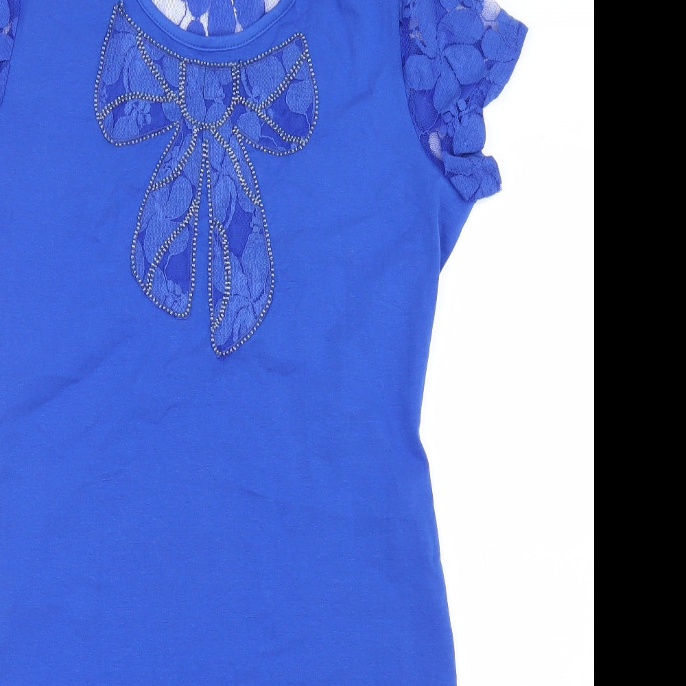 Frime Womens Blue   Shirt Dress  Size L  - Lace detail