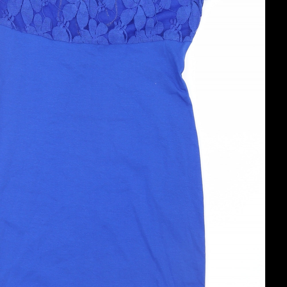 Frime Womens Blue   Shirt Dress  Size L  - Lace detail