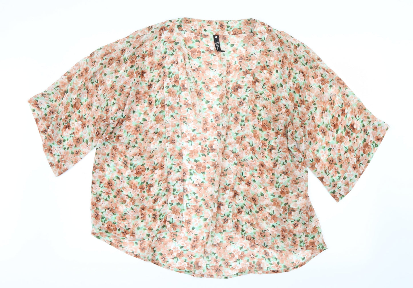 Influence Womens Green Floral Mesh Cardigan Jumper Size 14