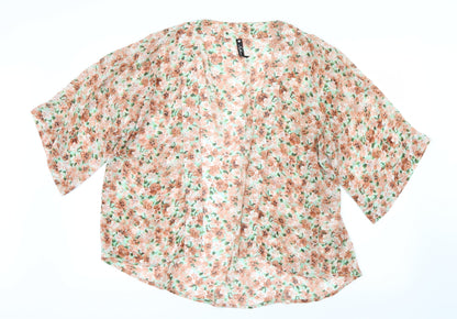 Influence Womens Green Floral Mesh Cardigan Jumper Size 14