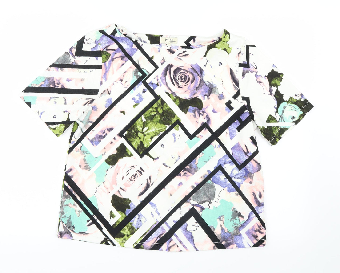 Papaya Womens Purple Geometric  Basic Blouse Size 12