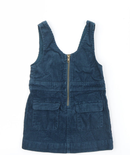 Art Class Girls Blue  Velvet Pinafore/Dungaree Dress  Size 2 Years