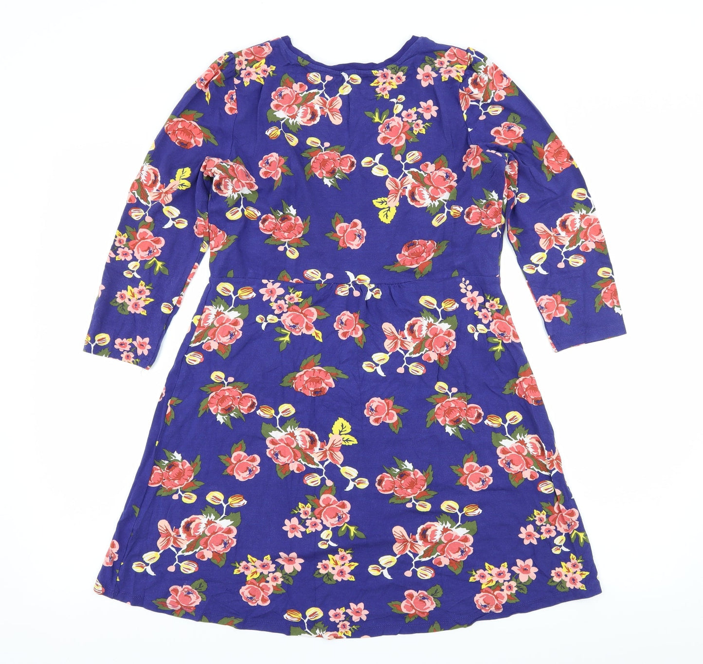 TU Womens Blue Floral Jersey Basic T-Shirt Size 10