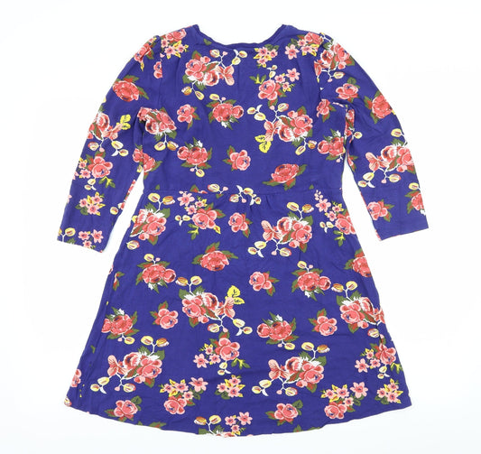 TU Womens Blue Floral Jersey Basic T-Shirt Size 10