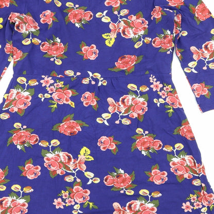 TU Womens Blue Floral Jersey Basic T-Shirt Size 10