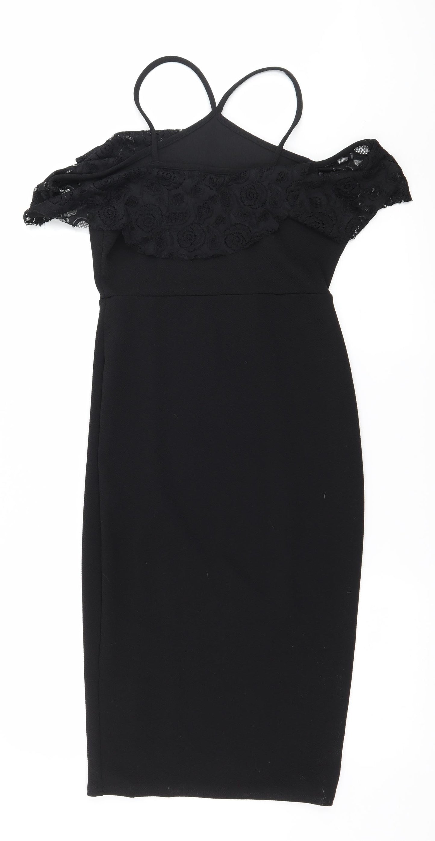PRETTYLITTLETHING Womens Black   Pencil Dress  Size 12  - Lace detail