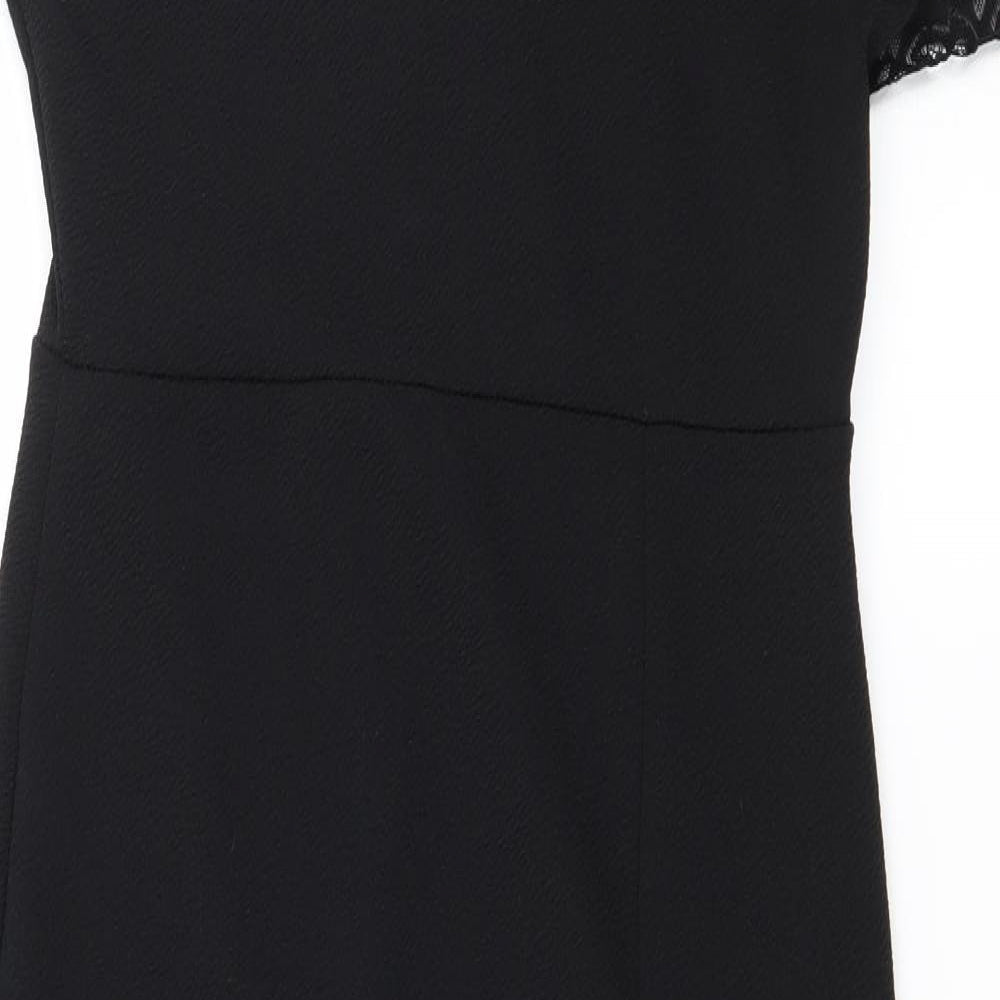 PRETTYLITTLETHING Womens Black   Pencil Dress  Size 12  - Lace detail