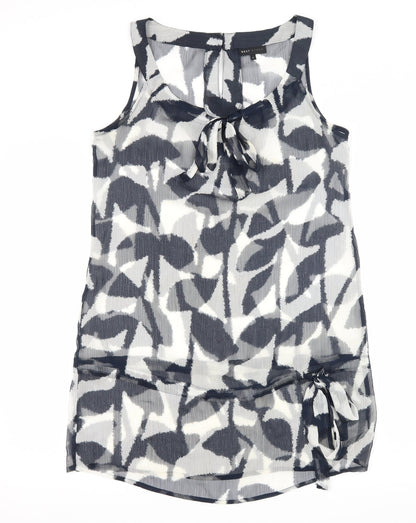 NEXT Womens Grey Geometric  A-Line  Size 12  - Sheer