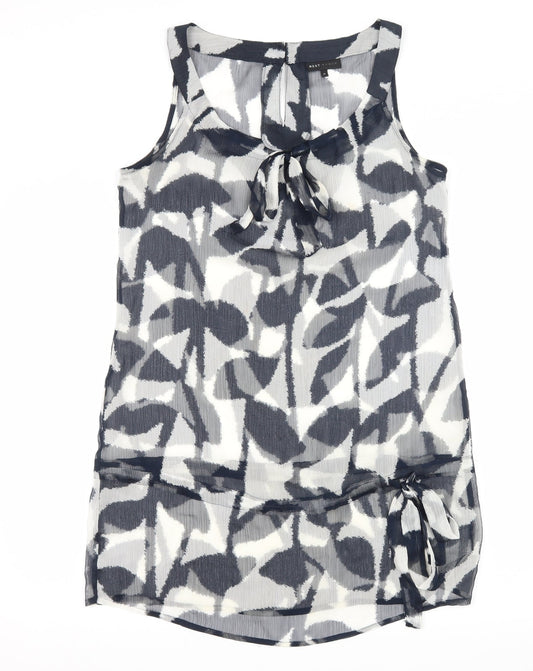 NEXT Womens Grey Geometric  A-Line  Size 12  - Sheer